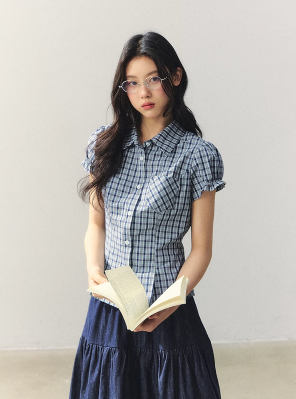 Plaid fitted waist t-shirt