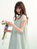 Lace-trim puff sleeve doll dress