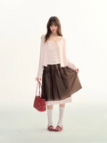 Lace trim a-line skirt with elastic waistband
