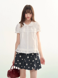 Doll collar puff sleeve short-sleeve top