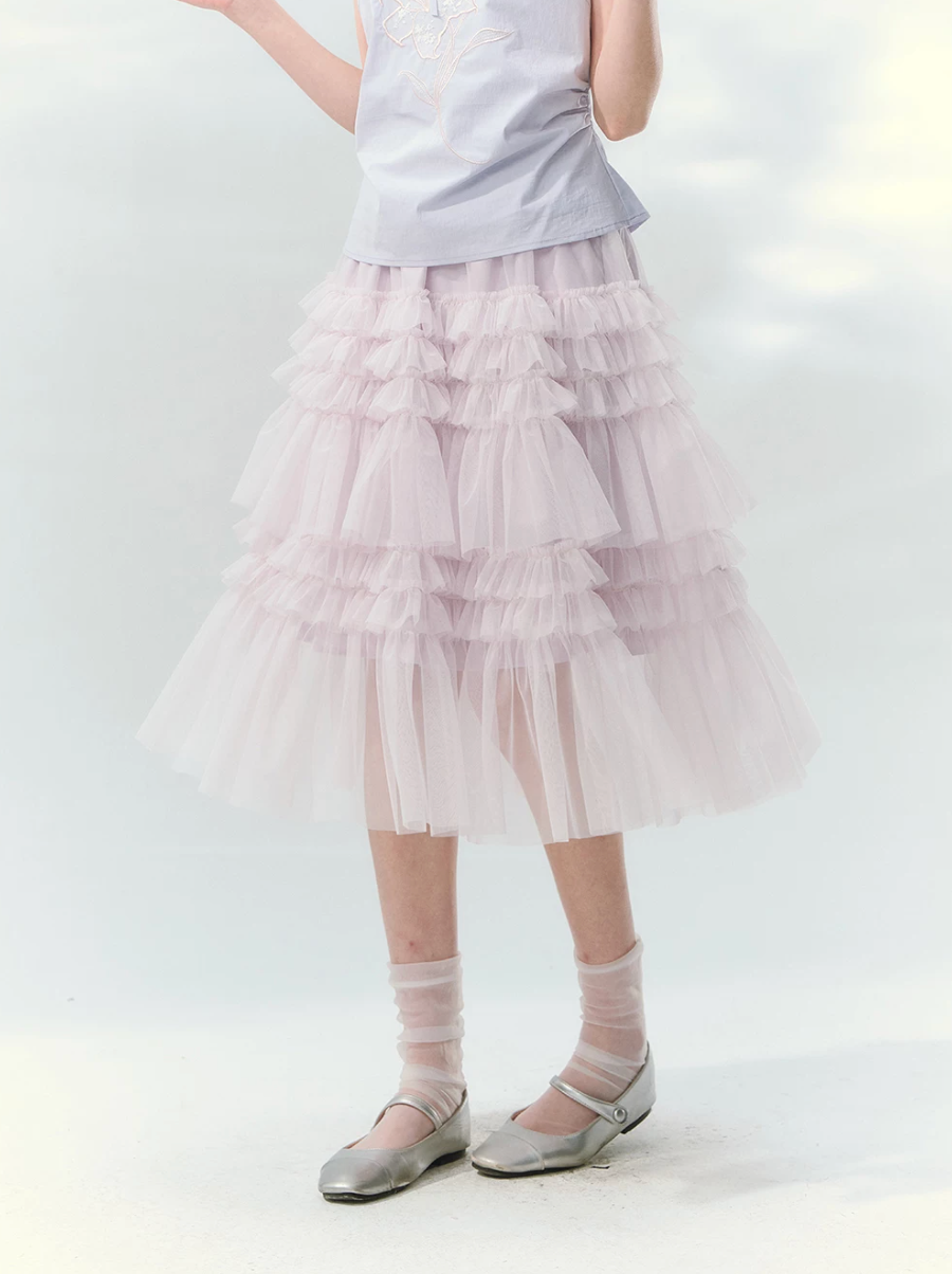 Layered tulle cake skirt