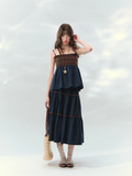 Embroidered beaded camisole and skirt set