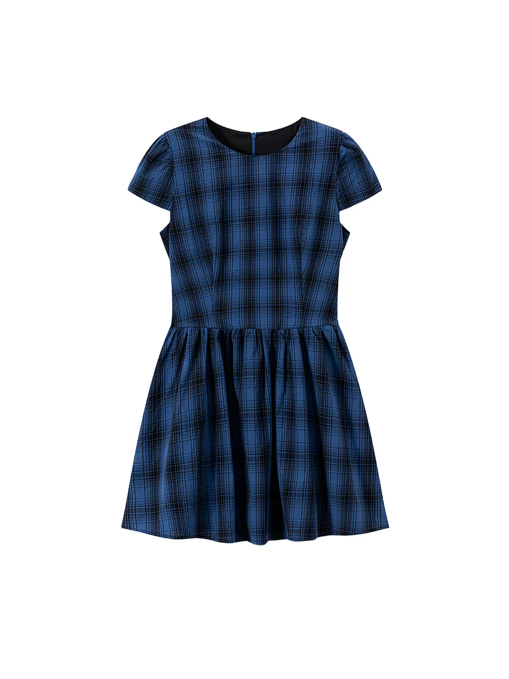 Bow tie navy plaid dress