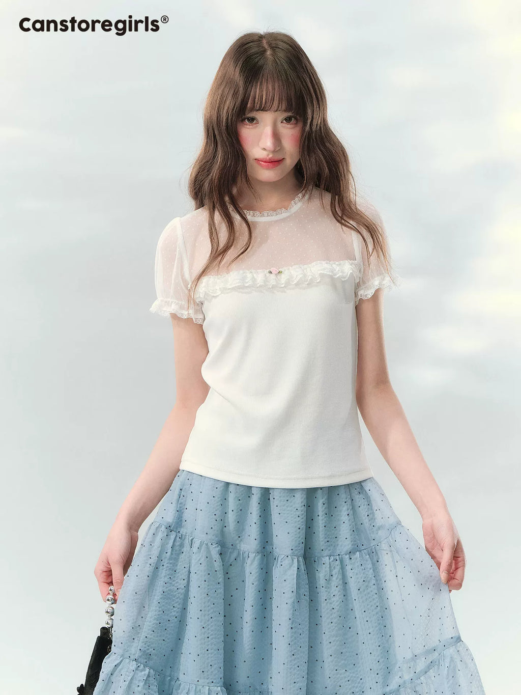 Blue ruffle layered set