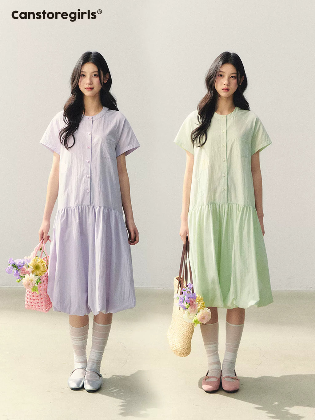 Tulip detail loose short sleeve dress