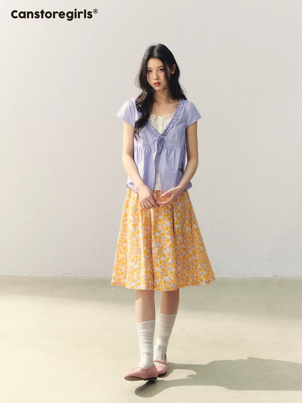 Purple checkered summer top