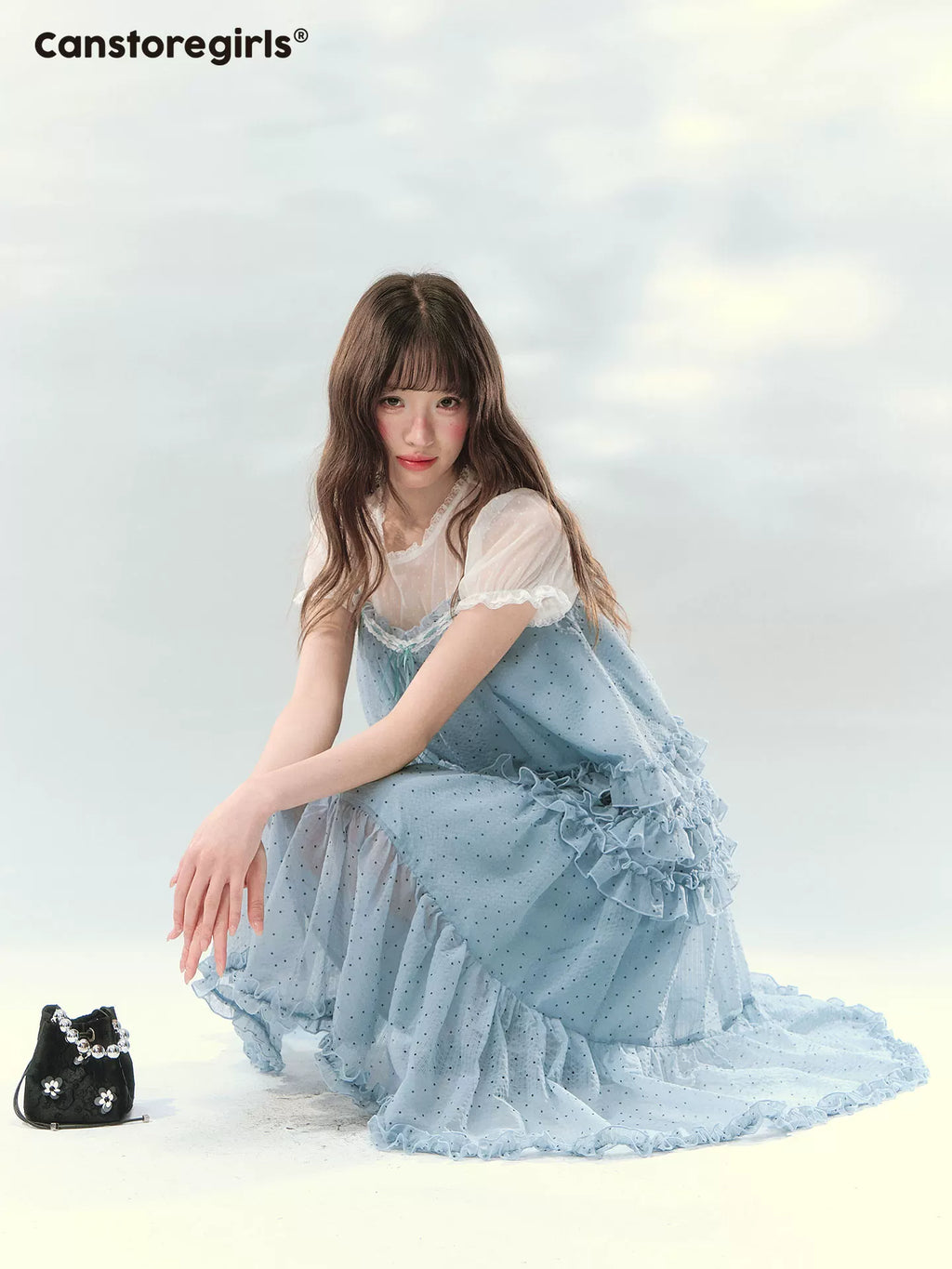 Blue ruffle layered set