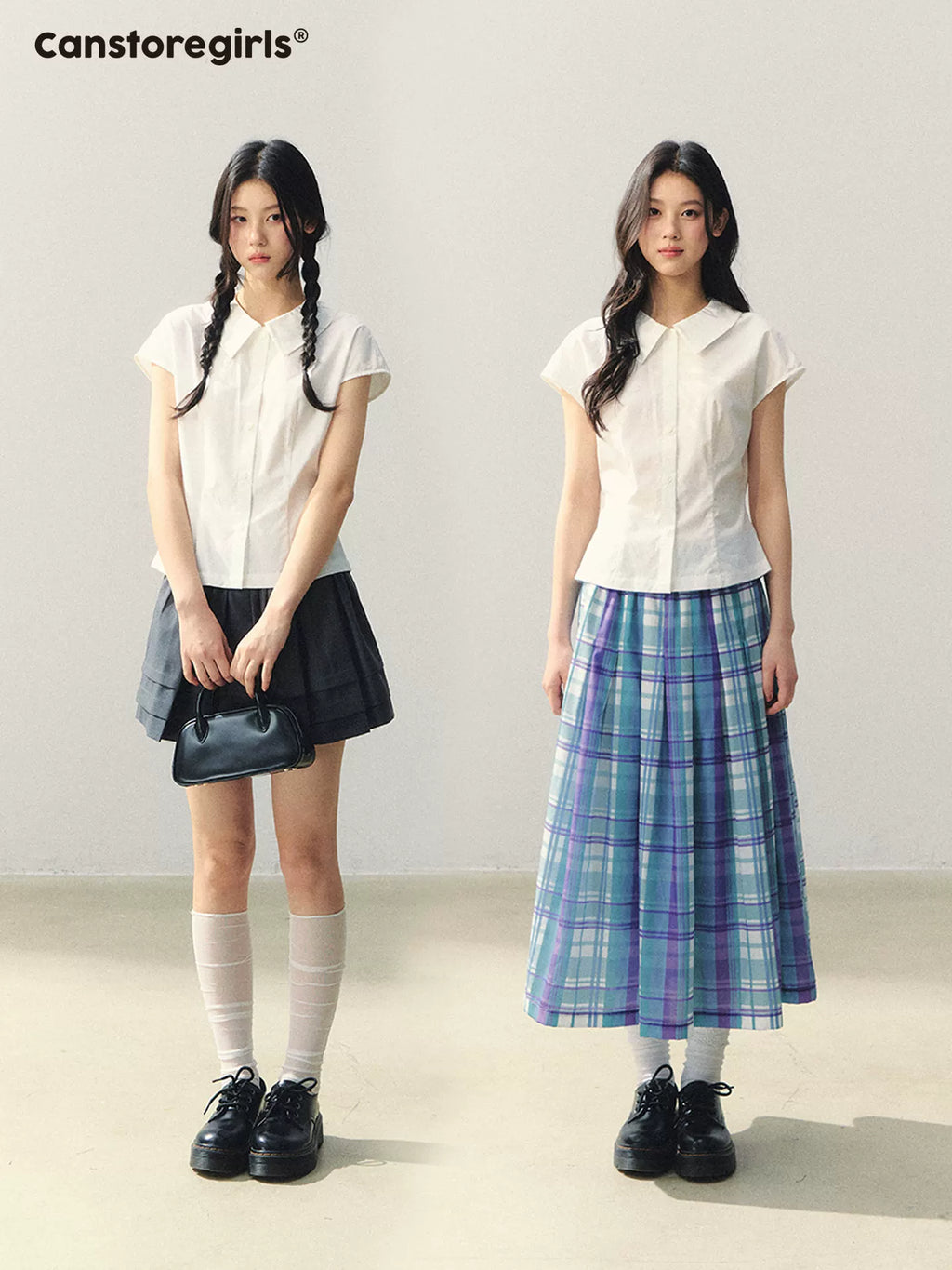 White slim-fit button-up t-shirt