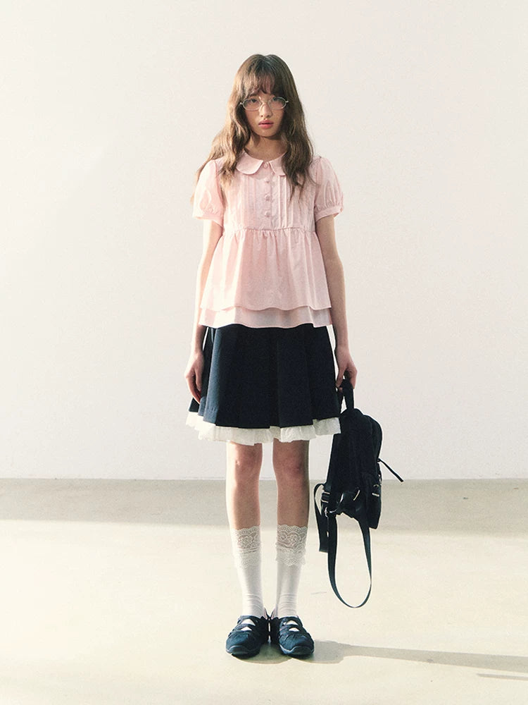 Pink puff sleeve blouse