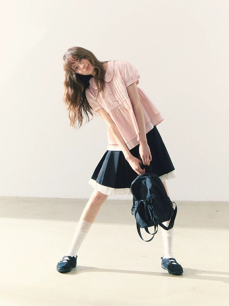 Pink puff sleeve blouse