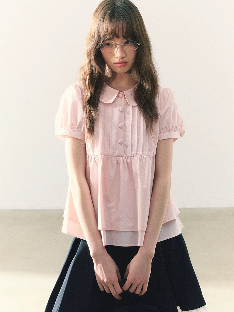 Pink puff sleeve blouse